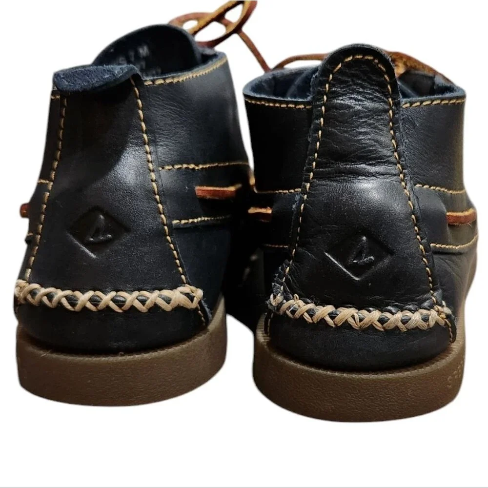 Sperry Chukka Leather Top Siders Navy Blue Boots 7